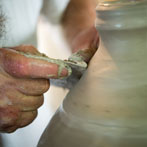 Nic Collins and Sabine Nemet in their pottery 2016